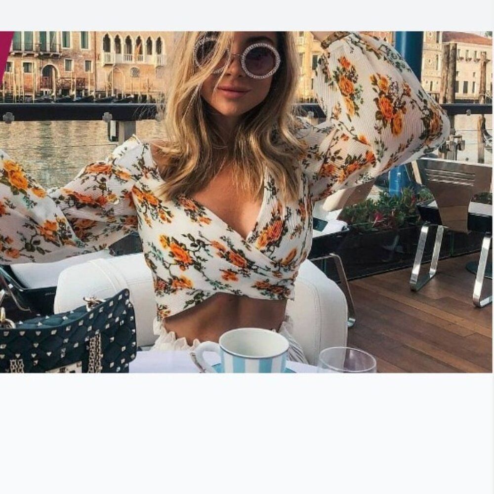 NWT. ZIMMERMANN Floral Print One-Shoulder Top ZIM 0/ US 4 white yellow - Picture 12 of 15